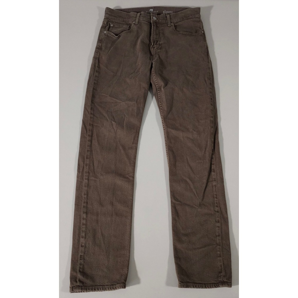 7 For All Mankind Slimmy Jeans Mens 33 Brown Slim Fit Cotton Blend Stretch